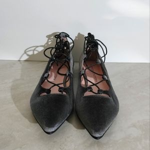 Chinese Laundry Endless Summer Ghillie Flats Smoke Velvet Sz 8.5